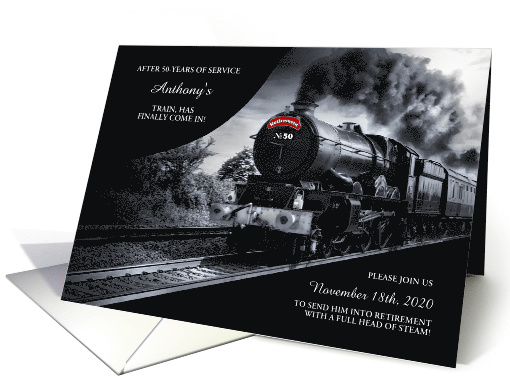 No.50 Train Railroad Retirement Invitation Custom Text card (1508574)