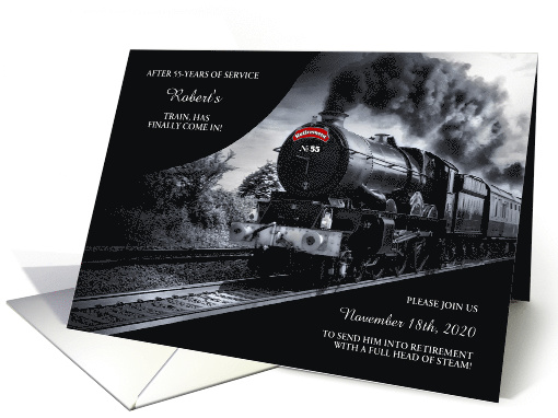 No.55 Train Railroad Retirement Invitation Custom Text card (1508576)