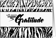 Thank You in Black and White Zebra Print Blank Inside card