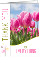 for Caregiver Thank You Pink Tulip Garden Painting card
