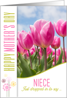 for Niece on Mother’s Day Pink Tulips Garden card