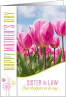 for Sister in Law on Mother’s Day Pink Tulip Garden card