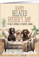 Belated Father’s Day Three Dogs on a Sofa Tali Waggin’ Wishes card