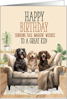 for Kids Birthday Cute Cartoon Dogs with Argyle Pattern card