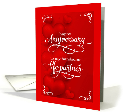 His and His Life Partner Romantic Anniversary Red Hearts card