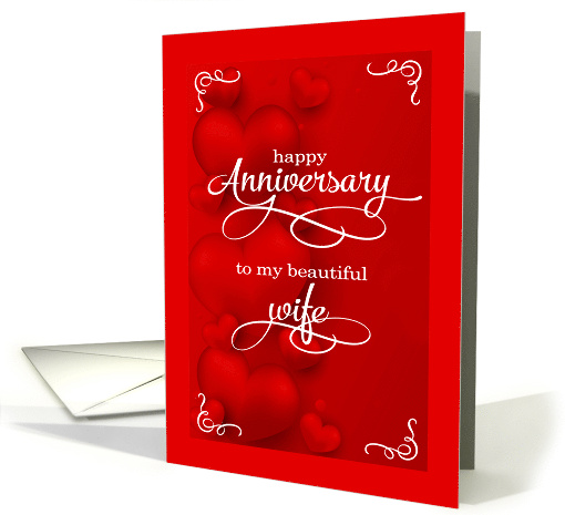 for Wife Romantic Wedding Anniversary Red Hearts card (1509414)