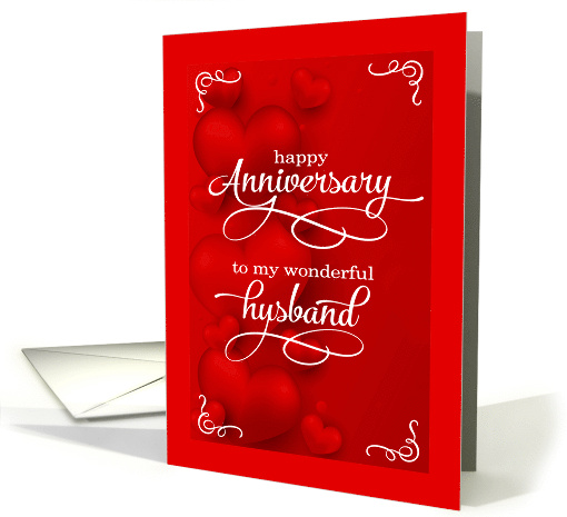 for Husband Romantic Wedding Anniversary Red Hearts card (1509442)