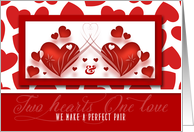 Valentine’s Day Perfect Pair Romantic Two Red Hearts card