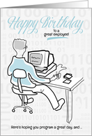 for Employee Funny Birthday Computer Guy card