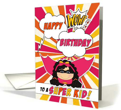 for Girls Birthday Super Kids Pink Comic Book Theme card (1510188)