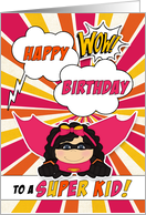 for Girls Birthday Super Kids Pink Comic Book Theme card