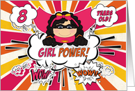 8th Birthday for Girls Super Kids Pink Comic Book Theme card