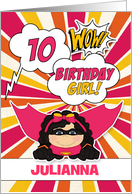 10th Birthday for Girls Super Kids Pink Comic Book Theme card