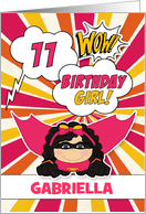 11th Birthday for Girls Super Kids Pink Comic Book Theme card