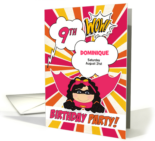 9th Birthday Party for Girls Superhero Pink Comic Book... (1510464)