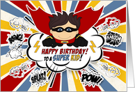 for Boys Birthday Super Kids Red and Blue Comic Book Theme card