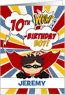 10th Birthday for Boys Super Kid Comic Book Theme Custom card