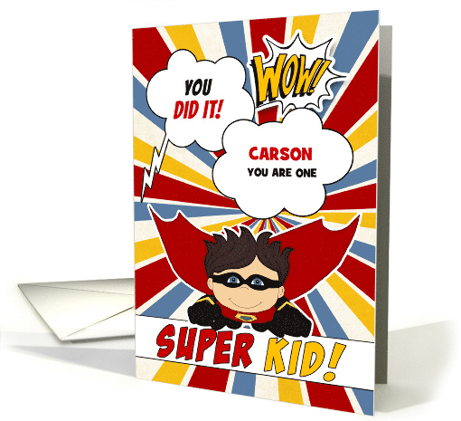 Academic Congratulations Superhero Red Comic Book Theme Custom card