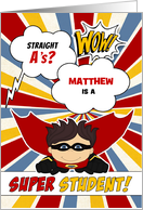 Straight As Congratulations Boy Superhero Custom card