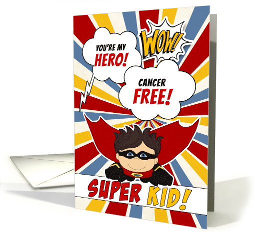 Cancer Free Congratulations Kids Boy Superhero card (1510906)