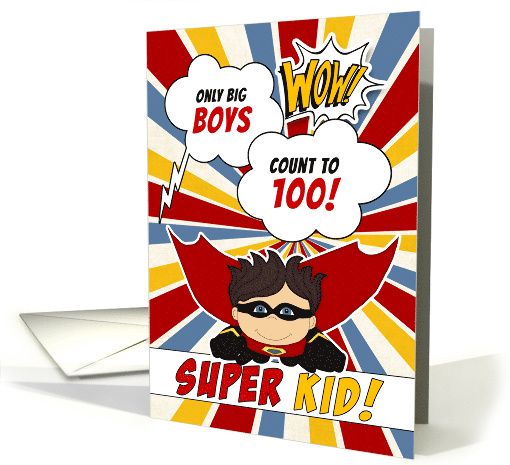 Count to 100 Congratulations Kids Boy Superhero card (1511016)