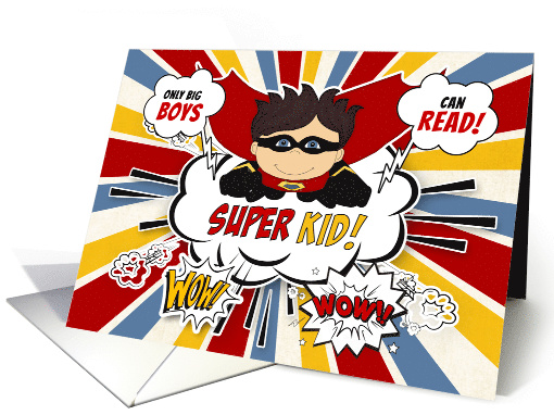 Only Big Boys Can Read Superhero Comic Theme card (1511028)