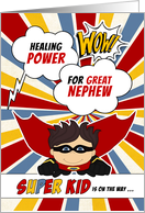 for Great Nephew Get Well Boy Superhero Comic Book Theme card