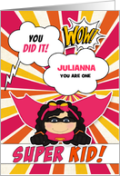 Academic Congratulations Pink Girl Power Comic Book Custom card