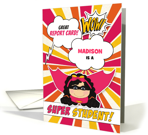 Good Grades Congratulations Pink Girl Superhero Custom card (1511452)