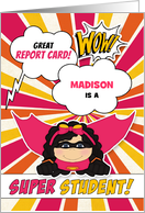 Good Grades Congratulations Pink Girl Superhero Custom card