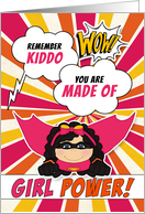 Girl Power Encouragement Superhero Pink Comic Theme card