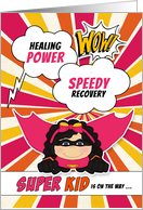 Get Well for Kids Girl Pink Superhero Comic Book Theme card