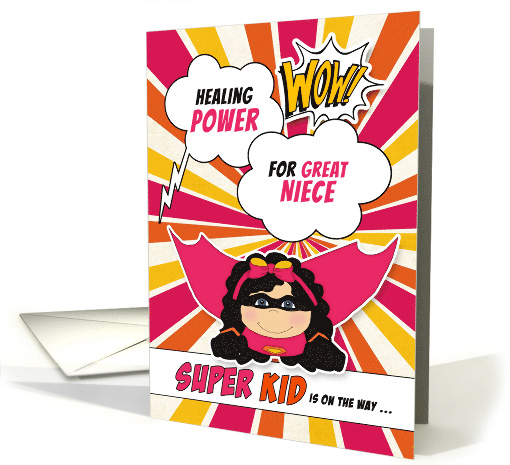 for Great Niece Get Well Girls Superhero Comic Book Theme card
