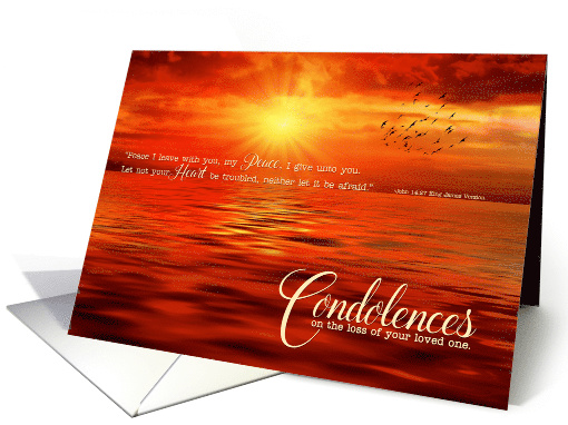 Sympathy Condolences with Sunset Ocean John 14:27 Bible Verse card