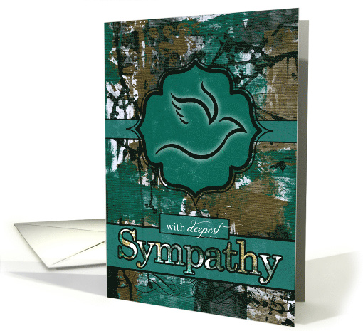 with Sympathy Teal and Brown Urban Graffiti Theme with Dove card