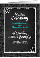 Civil Union or Commitment Ceremony Black Damask Custom card