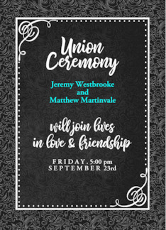 Civil Union or Commitment Ceremony Black Damask Custom