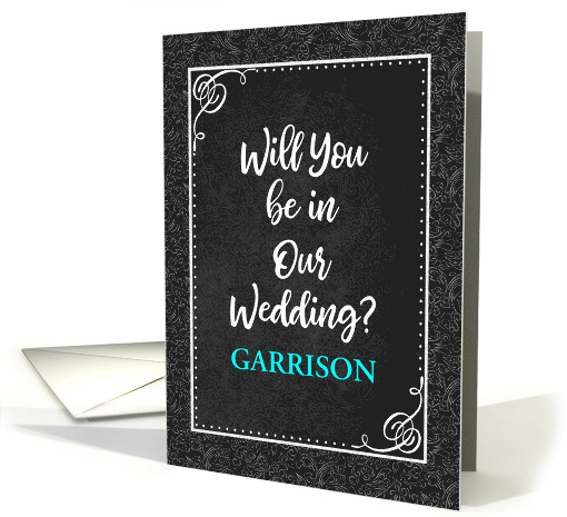 Will You Be in Our Wedding Charcoal Damask Custom card (1515192)
