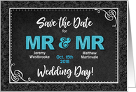Save the Date Gay Wedding Mr and Mr Black Damask Custom card