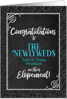 Elopement Congratulations Mr and Mr Black Damask Custom card