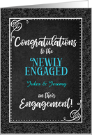 Engagement Congratulations Mr and Mr Black Damask Custom card