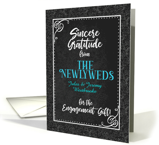 Engagement Gift Thank You from the Newlyweds Damask Custom card