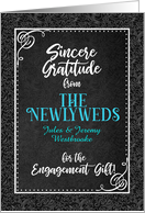 Engagement Gift Thank You from the Newlyweds Damask Custom card