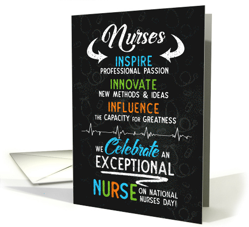 Nurses Day Chalkboard Inspire Innovate Influence card (1517748)