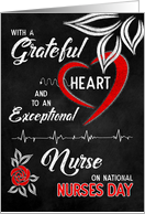 Nurses Day Grateful Heart Red and White Rose Chalkboard Theme card