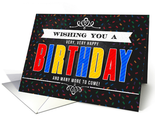 Colorful Chalkboard Birthday Typography Gender Neutral card (1519128)