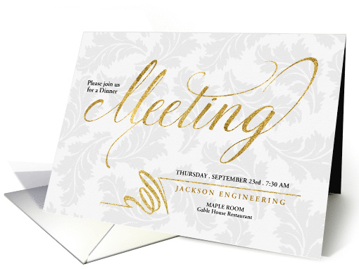 Dinner Meeting Business Invitation Faux Gold Leaf Custom Blank card
