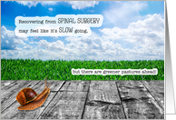 Spinal Surgery Get Well Snail Pace with Greener Pastures Ahead card