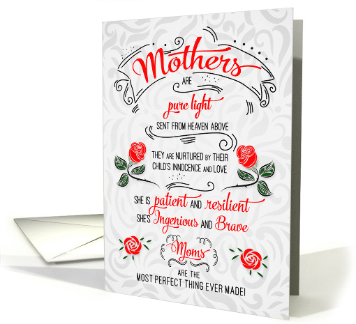 for Mom Sentimental Mother's Day Typography Red Roses card (1524478)