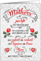 for Mom Sentimental Mother’s Day Typography Red Roses card